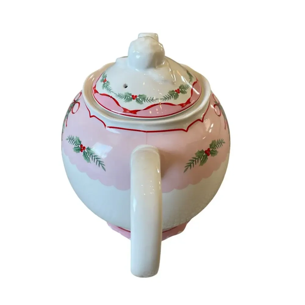 PINKMAS Pink Bows Christmas Tree Teapot 7 x 10